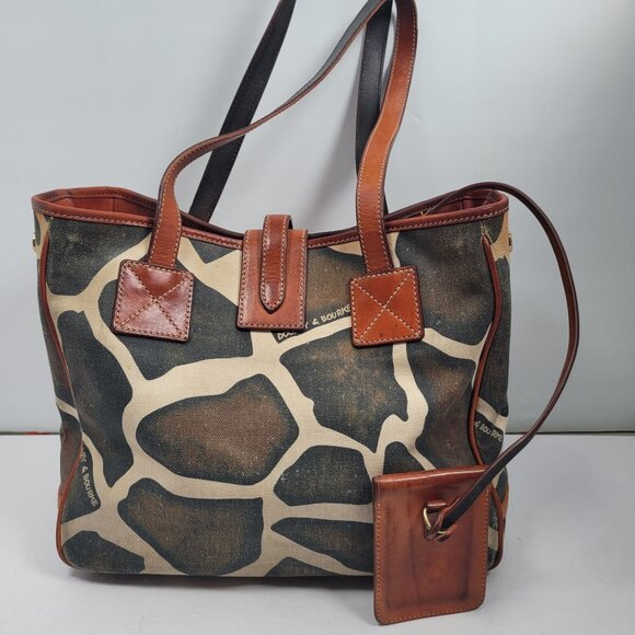 Dooney & Bourke Women's Giraffe Print Leather & Canvas Tote Bag - Picture 2 of 12